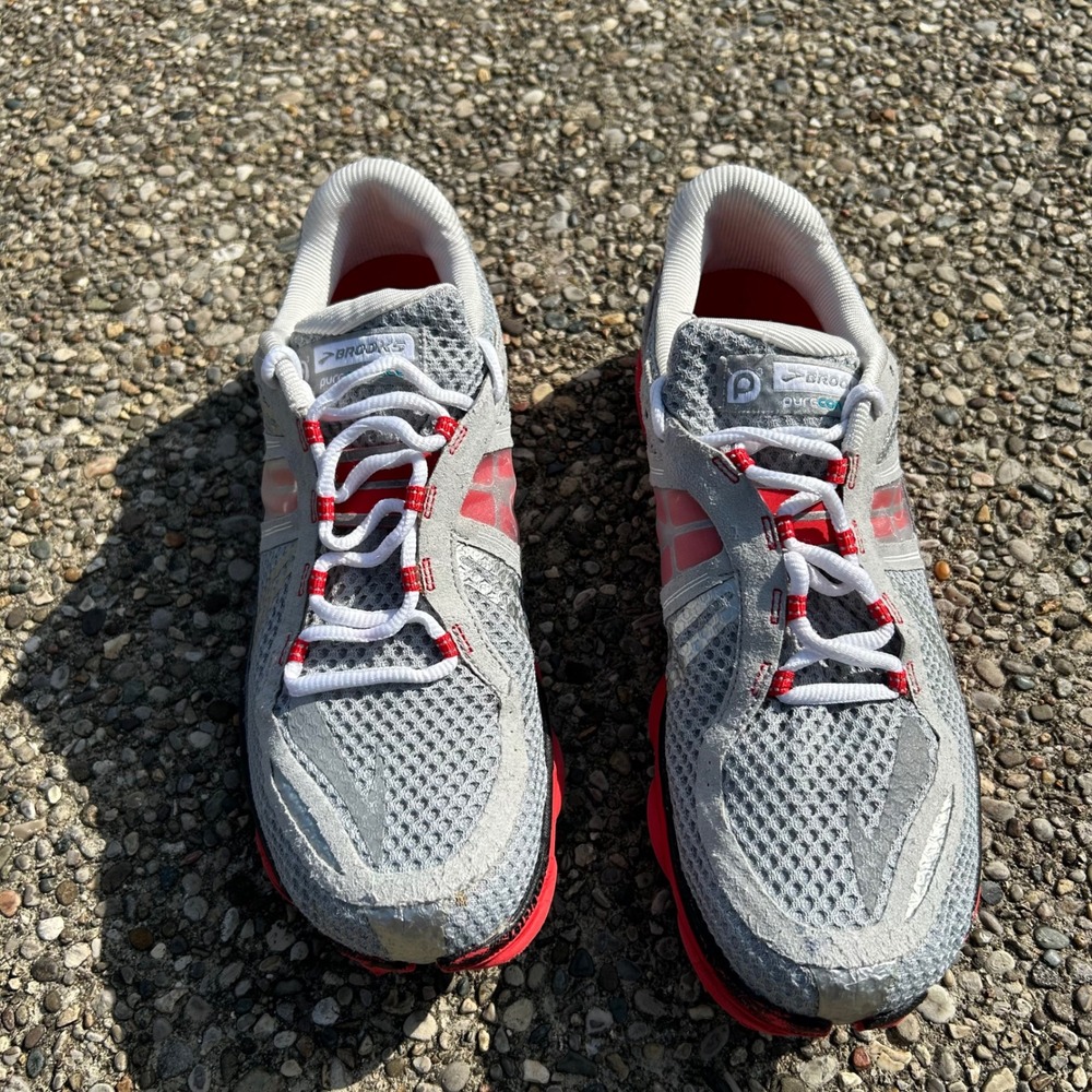 Brooks PureConnect 2 Running Shoes Mens 10.5 Grey Red Lightweight Sneakers